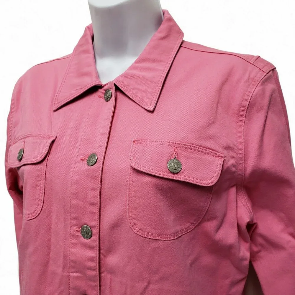 Ralph Lauren Polo Jeans Womens Pink Denim Button Jacket Size Large - Picture 3 of 11
